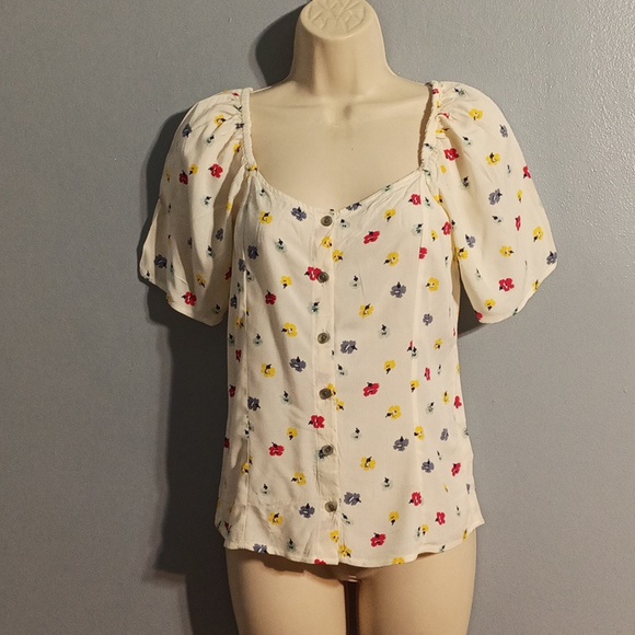Madewell women's XS floral print blouse 100% viscose - Picture 6 of 17